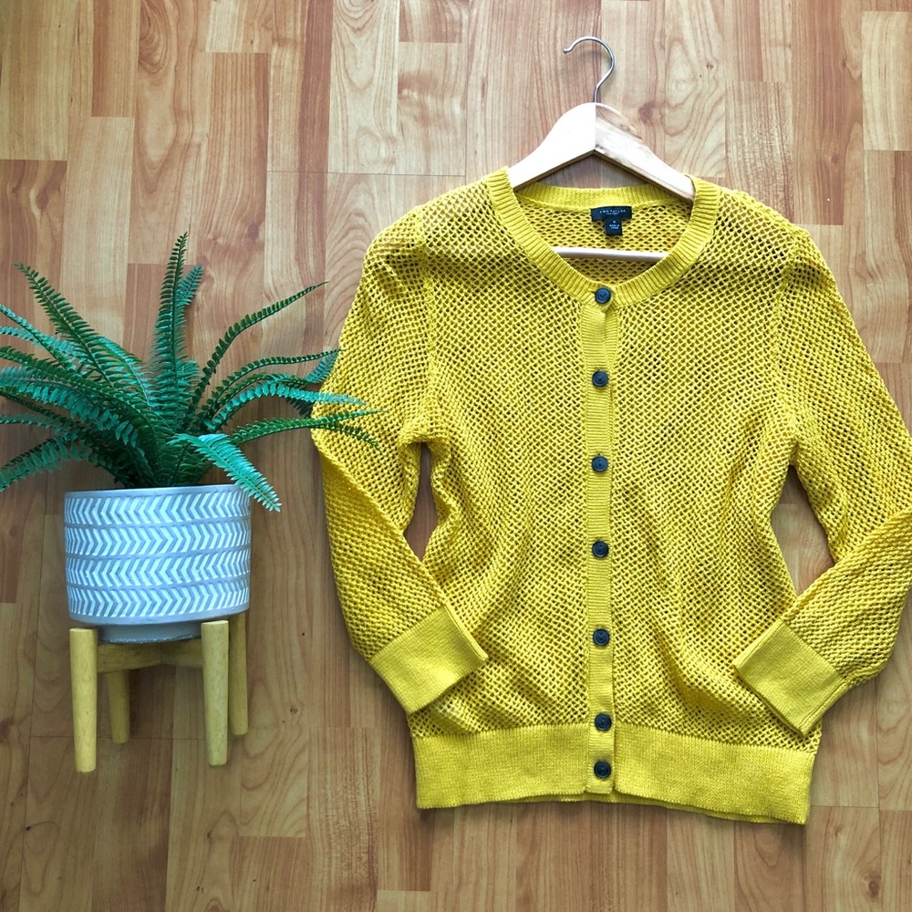 Ann Taylor Factory Mustard Knit Cardigan
